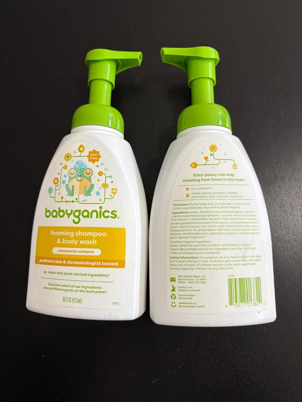 2 UNITS - BABYGANICS FOAMING SHAMPOO 16 FL OZ CHAMOMILLE-VERBENA