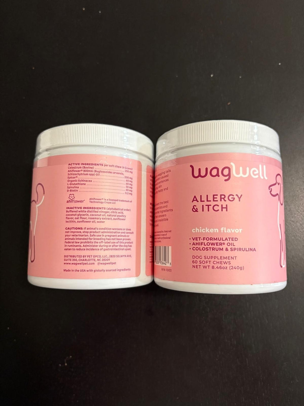 2 UNITS  !!  WAGWELL ALLERGY ITCH-CHICKEN FLAVOR-DOG SUPPLEMENT-60 SOFT CHEWS.